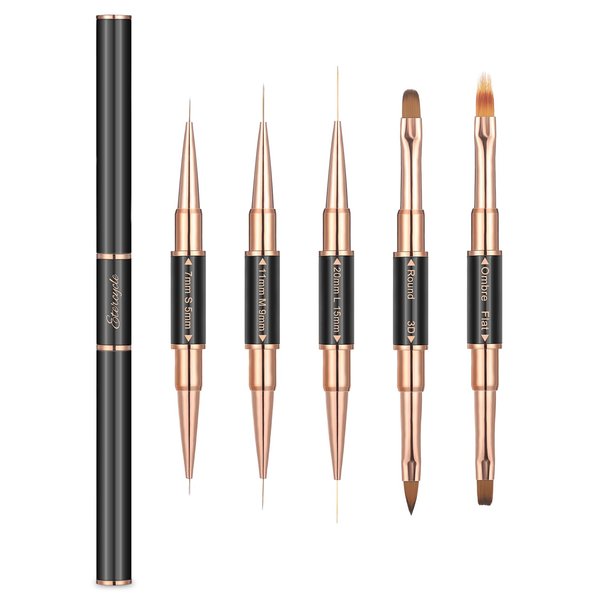 Etercycle Double-Ended Acrylic Nail Art Brushes Set, Gel Polish Nail Art Design Pen Painting Tools Nail Art Liner Brush and Nail Dotting Pen for Acrylic Application Salon at Home DIY Manicure