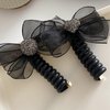 Generic 4 Pcs Telephone Wire Hair Bands Bowknot Rhinestone Ponytail Holders Hair Ties No Crease Elastic Coils for Women Hair Accessories, Black