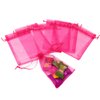 Dealglad 100Pcs Hot Pink Organza Bags 5x7 Inch, Small Jewelry Drawstring Gift Bags, Sheer Wedding Favor Party Festival Candy Pouches