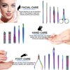 Manicure Set Nail Clippers Set Pedicure 18 Pieces Stainless Steel Manicure Kit Professional Grooming Care Tools Nose Hair Scissors Nail File.The Best Gift with Luxurious Case (Rainbow_18)