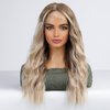HAIRCUBE Long Ombre Blonde Lace Front Wigs for Women,Natural Wavy Middle Parting Synthetic Wigs Lace Wigs…