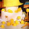 100 Pieces Miniature Construction Hat Mini Construction Toy Doll Hats Plastic Yellow Miniature Bottle Topper Hats for Party