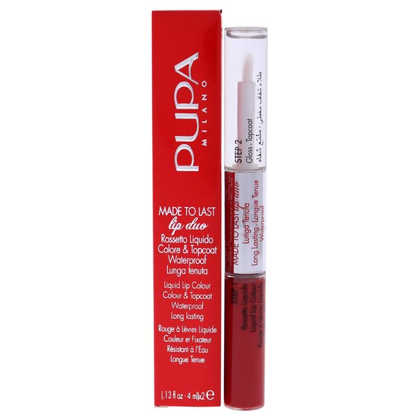 Pupa Milano Made To Last Lip Duo - Smudge-Proof Lip Color And Gloss - Highly Pigmented Shades - One Swipe Color Payoff - Gives Unrivaled Glassy Effect - Long Lasting - 018 Imperial Red - 0.13 Oz