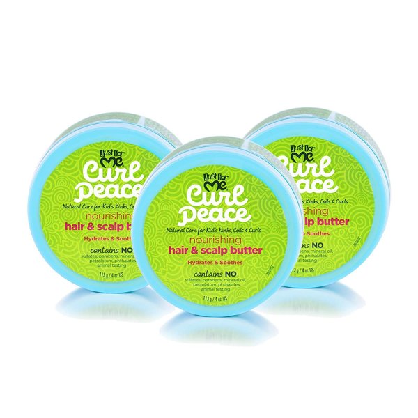 Just For Me Curl Peace Nourishing Hair & Scalp Butter (3 Pack) - Hydrates & Soothes, Contains Grapeseed Oil, Shea Butter, Castor Oil, Prevents Breakage, Increases Softness, No Animal Testing, 4 oz