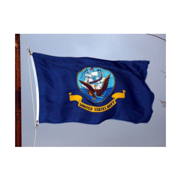 3X5 3Ft X 5Ft Us Navy Official Logo Double Sided 2Ply Flag Banner Grommets