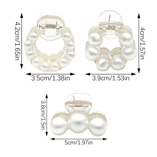 6 Pcs Pearl Hair Claw Clips Small High Ponytail Holder Pearl Hair Clips Hair Barrettes Strong Hold Hair Jaw Clips Fashion Horsetail Clamps Hair Accessories for Women Girls
