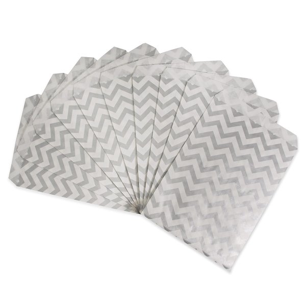 CuteBox Company 5" x 7" Chevron Pattern Flat Paper Gift Bags 100pcs for Retail, Packaging, Party Favors, Merchandise, Crafts, Handmade Goods, Arts and Crafts, Outdoor Events, Holidays, Weddings