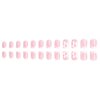 Bows Press on Nails Short Square Fake Nails 3D Resin Bow Charm Glossy Designs Pink Full Cover Glue on Nails Reusable Artificial White French Tip False Nails for Women DIY Manicure Decoration 24Pcs