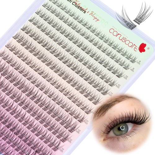 Wispy Lash Clusters Natural Look Eyelash Clusters, C Curl Lashes Cluster Eyelash Extensions, 280pcs Individual Lashes Cluster 9-14mm Lash Extensions Thin Band Eyelashes DIY at Home by CORUSCATE