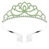 FASOTY Silver Tiara Green Crystal Crown with Combs Elegant Princess Tiaras and Crowns for Women Girls Rhinestone Headband for Bridal Wedding Birthday Party Prom