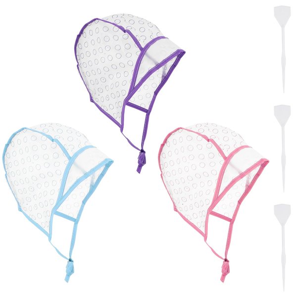 WLLHYF 3pcs Hair Highlighting Caps Salon Hair Coloring Dye Cap Tipping Cap Frosting Dye Kit Hairdressing Tool with Plastic Hooks for Dyeing
