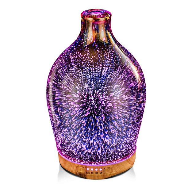 Porseme 280ml Essential Oil Diffuser 3D Glass Aromatherapy Ultrasonic Humidifier - Auto Shut-Off, Timer Setting, BPA Free for Home Hotel Yoga Leisure SPA Gift
