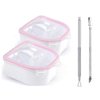 Nail Soaking Bowl, Double Layer Manicure Bowls, Upgrade Thicken Acetone Soaking Bowls with Cuticle Peeler and Pusher for Salon Home Nail Art