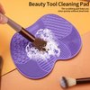 HexinYigjly 2 Pcs Silicone Make Up Brush Cleaning Mat, Makeup Brush Cleaner Mats, Cosmetic Cleaning Pads, Portable Washing Tool with Suction Cup for Makeup Cosmetic Brushes