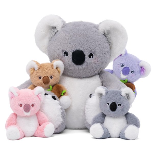 OUOZZZ Koala Stuffed Animals with Babies Inside 12" Koala Plush Toys with 4 Babies Koala - Gift Present Toys for Girls Boys Kids Toddler
