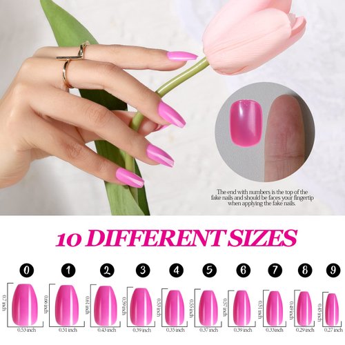 Press on Nails Medium, FANDAMEI 12 Packs 288PCS Press on Nails Medium Length Glossy, Acrylic Fake Nails Full Cover Medium Coffin, Glue on Nail with 7g Nail Glue, 12 Glossy Color Press on Nails Coffin