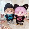 niannyyhouse 20cm Plush Doll Clothes Hat Kitten Sweater Flanging Jeans Kpop Doll Clothing (Black+Blue)