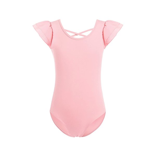 MERIABNY Dance Leotard for Girls Ballet Outfits 6 7 Years Old Low Back Ballerina Clothes for Gymnastics Class, Pink