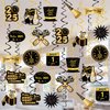 Tifeson Happy New Year Decorations 2025 Hanging Swirls - 36 Pcs Happy New Year Hanging Decorations Indoor - New Year's Eve Party Decorations Supplies 2025 for Home Office Ceiling (Black and Gold)