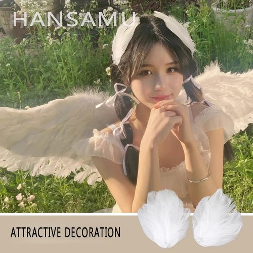 White Feather Hair Clip Ballet Style Pearl Ostrich White Swan Feather Hair Pins Accessories for Women Girls Bride Wedding Valentine Engagement Birthday Christmas Stage Performance Headpiece（2 PCS)