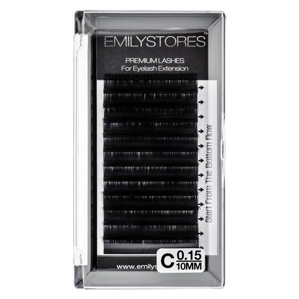EMILYSTORES Eyelash Extensions 0.15mm Thickness C Curl 10mm Length Individual Volume Natural Eyelashes For Lash Extensions(0.15,C,10mm)