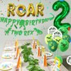 Dinosaur 2nd Birthday Decorations, Banner, Roar Balloons,Two Birthday Decorations for Boys Kids 2nd Dinosaur Party Supplies