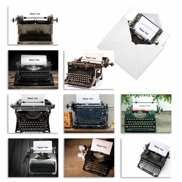 The Best Card Company - 10 Fun Cards for All Occasions (4 x 5.12 Inch) - Boxed Assorted Notecard Set, Blank Inside - Manual Thanks M3968
