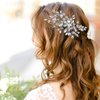 Rhinestone Bride Hair Comb Wedding Hair Comb Silver Crystal Hair Pieces Leaf Bridal Headpieces Bridal Side Combs Flower Pearl Bridesmaid Side Combs Sparkle Hair Accessories for Women Girls