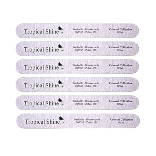 Tropical Shine Jumbo Zebra 180 Colossal Collection - 6 pcs Nail Files for Professional Nail Care and Shaping - Medium (180) Grit Nail File Set for Natural Nails (707336)