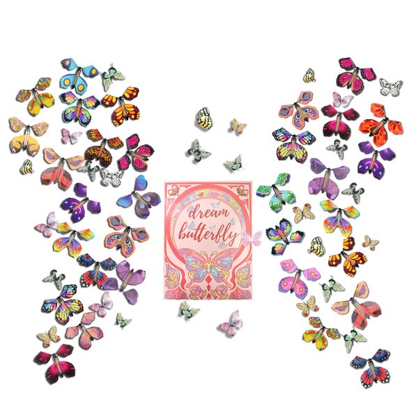 20PCS Flying Butterfly Toys,Magic butterfly explosion gift book Wind-Up Flying Butterfly Christmas Birthday Surprises with Butterfly Stickers for women girls,boys & Festive Fun Thank-You Card