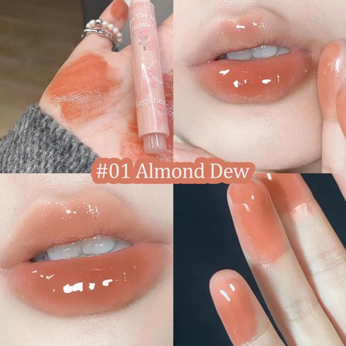 Jutqut Jelly Lipstick, Tinted Lip Gloss Heart Shape Lip Stain, Mirror Moisturizing Lip Glaze, Long Lasting Nourishing Lip Glow Balm, Non-sticky, Vivid Color Glossy Lip Gloss Lip Makeup, 01#02#03
