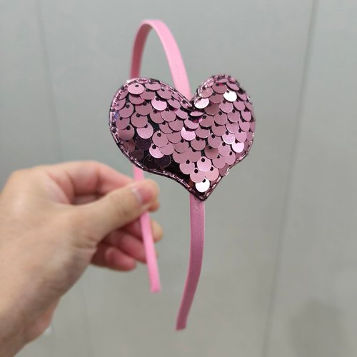 HOXIEYA Valentine's Day Headband Glitter Heart Headband Sparkling Pink Heart Hairband for Valentine's Day Hair Accessories for Women Girls Party Supplies Gift