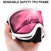 JULI Ski Goggle/Snow Snowboard Goggles for Men, Women & Youth - 100% UV Protection Anti-Fog Dual Lens(White Frame+38% VLT Vermillion Red Len)