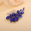 Teyglen Rhinestone Wedding Hair Comb Blue Crystal Bridal Hair Piece Crystal Bride Wedding Hair Comb Sparkly Rhinestone Headpiece Hair Accessories for Women Girls (Blue)