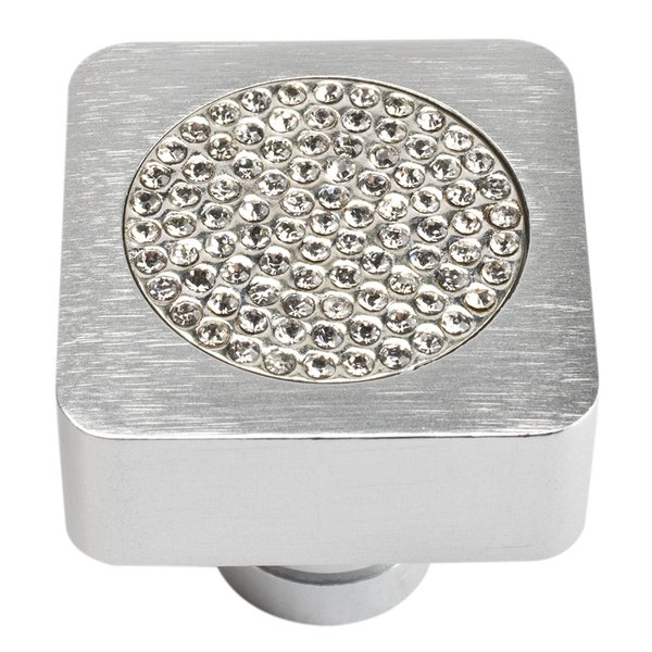 Atlas Homewares 3193-MC Boutique Crystal 1-Inch Square Small Set Crystal Pave Knob, Matte Chrome