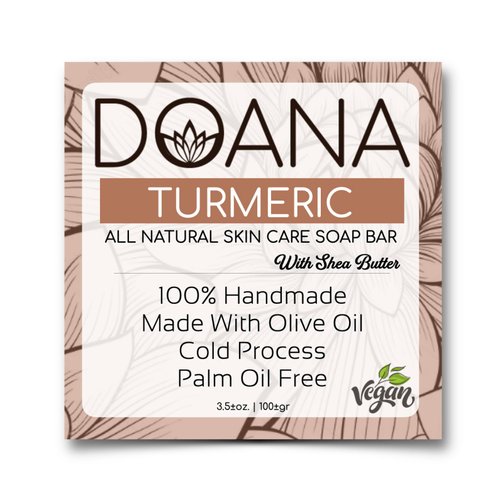 Turmeric Soap Bar - Now With SHEA BUTTER - Vegan, Olive Oil and Coconut Oil, Palm Oil Free, Reduces Acne, Fades Scars, Cleanses Skin, Keeps Skin Smooth and Elastic, Lightens Up Skin tone