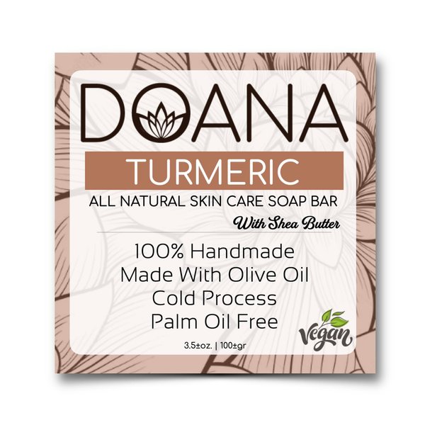 Turmeric Soap Bar - Now With SHEA BUTTER - Vegan, Olive Oil and Coconut Oil, Palm Oil Free, Reduces Acne, Fades Scars, Cleanses Skin, Keeps Skin Smooth and Elastic, Lightens Up Skin tone