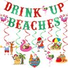Red and Green Glitter Beaches Christmas Banner Christmas In July Banner Beach Christmas July Party Decorations, Hawaiian Tropical Christmas Beaches Party Decorations