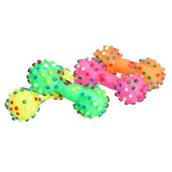 Dreamxue Soft Small Rubber Bone Pet Dog Puppy Cat Toys–Pet Chew Toy Squeaky Colorful Dot Toy for Puppy Games