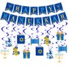 Happy Hanukkah Banner and Hanukkah Hanging Swirls Decorations, Chanukah Festival Party Decorations,Chanukah Themed Party Supplies