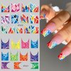 MAIOUSU STORE 12 Sheets Rainbow Slider Nail Water Transfer Stickers French Tips Nail Stickers Colorful Geometric French Tips Nail Decals Watermark Nail Designs Manicure Stickers(10)