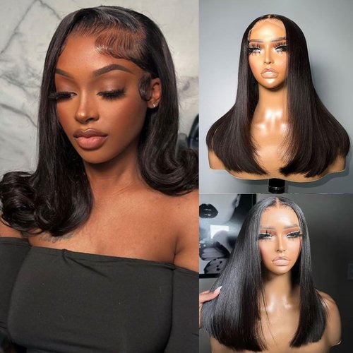 Lemoda Full 13x6 Straight Lace Frontal Human Hair Wigs 250% Density Long/Short Bob Wigs 12A HD Transparent 13x6 Full Lace Frontal Wig For Women Pre Plucked Natural Hairline 20Inch