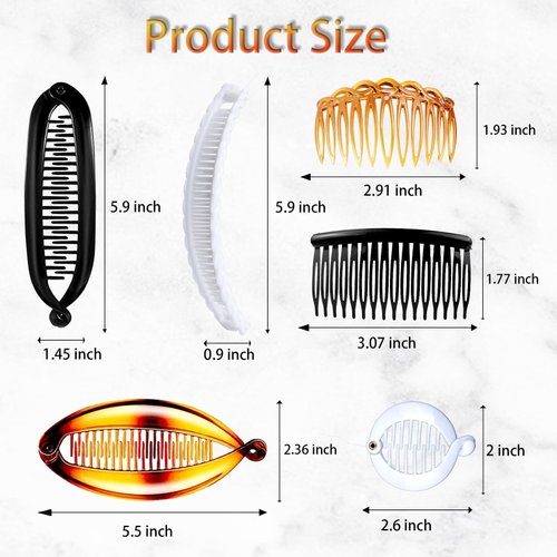 18 Pieces Classic Banana Hair Clips Fashionable Hair Comb Clips Fishtail Hair Clip Ponytail Banana Hair Clips for Women Girls, 6 Styles