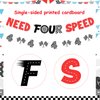 Sursurprise Need Four Speed Birthday Decorations, Need Four Speed Banner Checkered Flag Banner Kit, Race Car Theme 4th Birthday Party Supplies for Boys