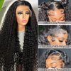 Honxixi Deep Wave Lace Front Wigs Human Hair HD 13x4 Transparent Glueless Deep Curly Lace Frontal Wigs for Women Human Hair Pre Plucked with Baby Hair 180% Density Natural Color (30 inch)