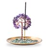 Incense Holder for Sticks, Healing Crystal Stone Money Tree Incense Burner, Ash Catcher for Yoga, Meditation and Home Decor (Purple)
