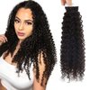 Tape in Hair Extensions Full Head Soft Curly Real Tape in Natural Hair Extensions Black Afro Kinky Curly Double Sided Tape Hair Extensions Brazilian Remy Human Hair for Women 16 Inch 20Pcs 50g