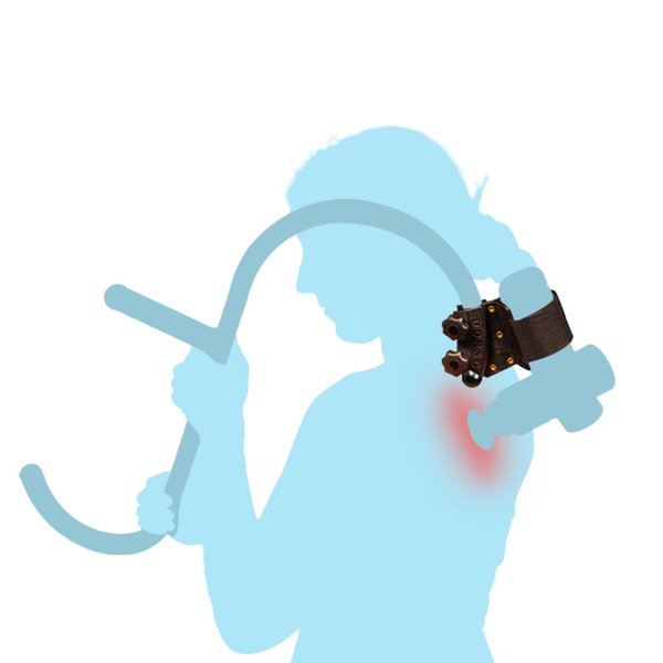 Dorso Mount for Use with Percussion Massage Guns to Extend Reach