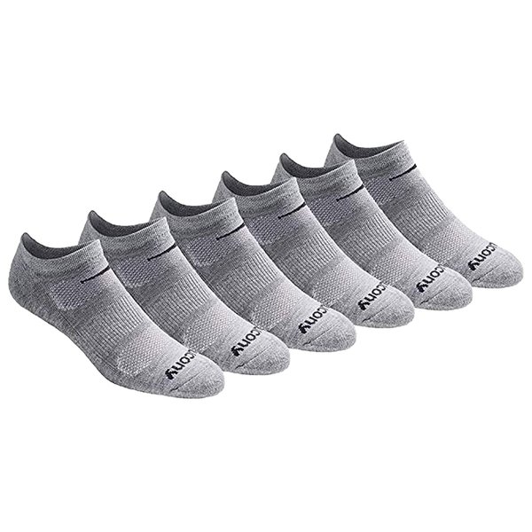 Saucony mens Multi-pack Mesh Ventilating Comfort Fit Performance No-show Socks, Grey Basic (6 Pairs), Shoe Size 8-12 US