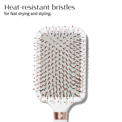T3 Smooth Paddle Brush | Cushioned Body and Wide Flat Base for Gentle Styling | Heat Resistant Bristles